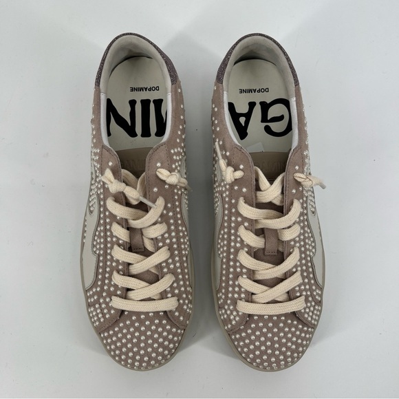 Bibi Lou Gamin Pearl Embroidered Suede Lace Up Designer Sneakers in Lilac 7 - Picture 3 of 8